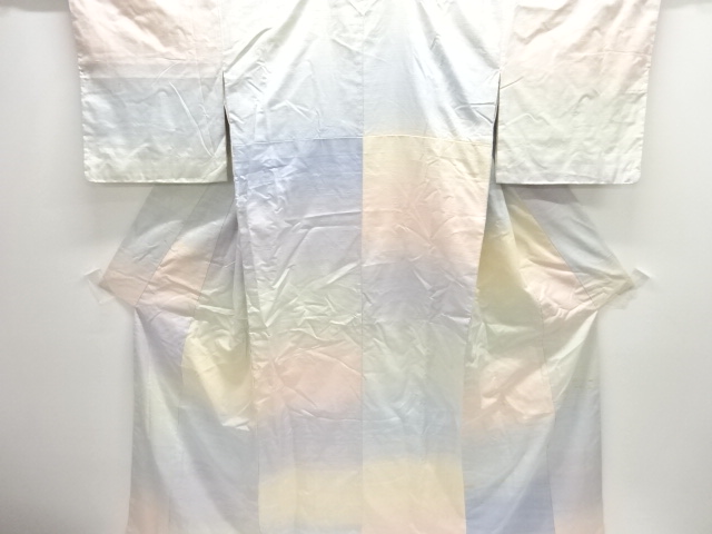 アンティーク　米沢紬　紅花染　横段織り出し着物